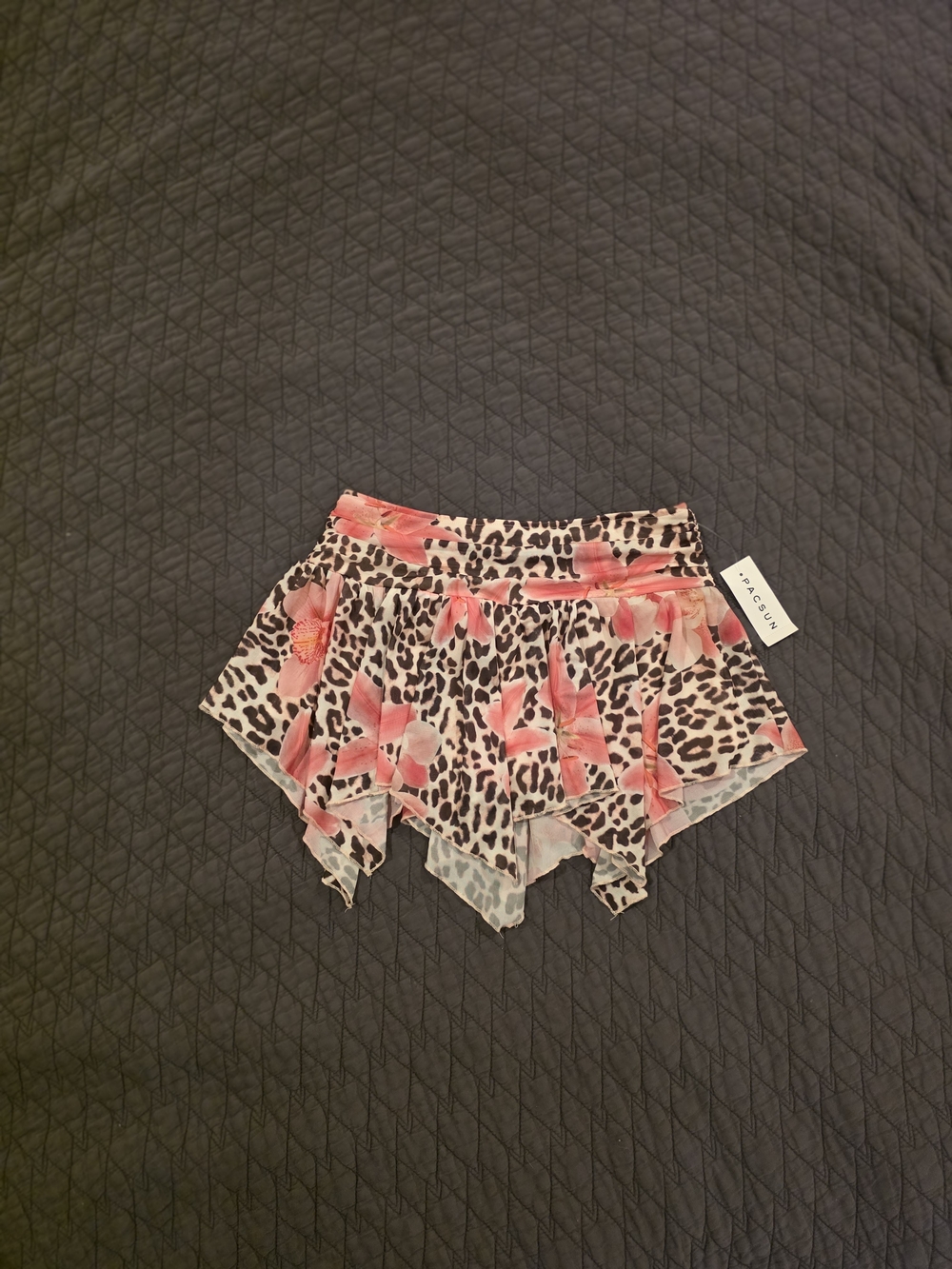 PacSun Floral Leopard Print Handkerchief Hem Mini Skirt